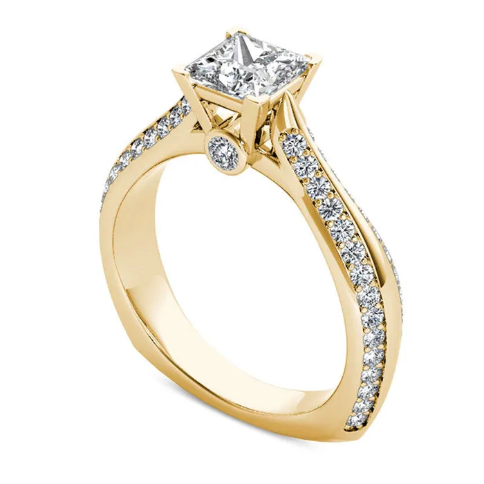 175 CT TW PrincessCut Natural Diamond Engagement Ring in Solid 14K Gold Goldia Rings 175 CT TW PrincessCut Natural Diamond Engagement Ring in Solid 14K Gold Goldia Rings