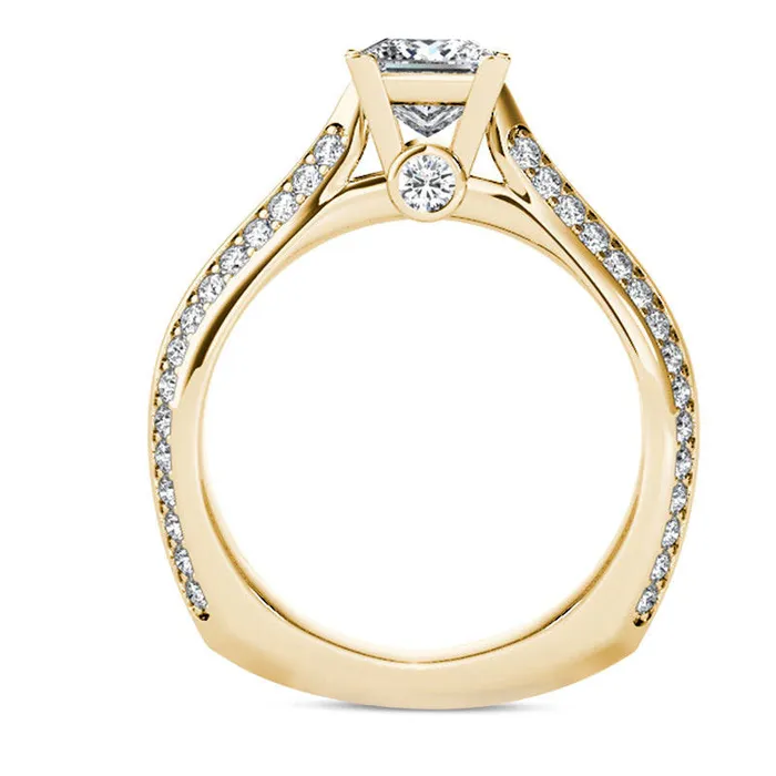 175 CT TW PrincessCut Natural Diamond Engagement Ring in Solid 14K Gold Goldia Rings 175 CT TW PrincessCut Natural Diamond Engagement Ring in Solid 14K Gold Goldia Rings
