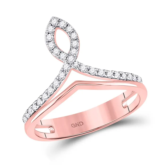 10k Rose Gold Round Diamond Twist Fashion Ring 14 Cttw gndatlanta Rings