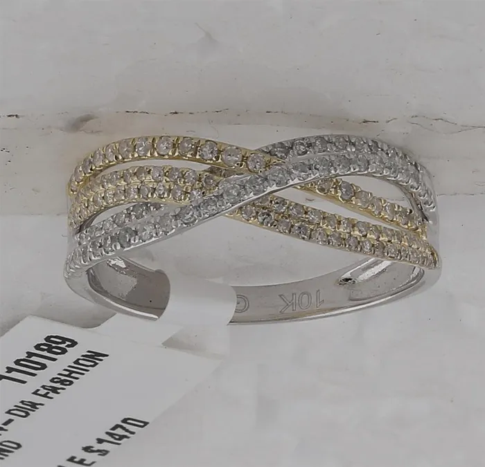 10k Twotone Gold Round Diamond Crossover Band Ring 12 Cttw gndatlanta Rings 10k Twotone Gold Round Diamond Crossover Band Ring 12 Cttw gndatlanta Rings