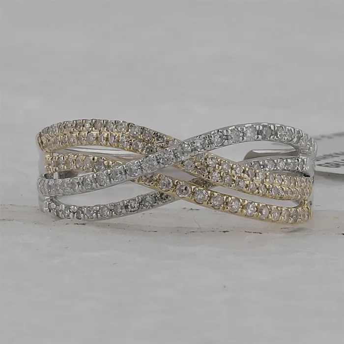 10k Twotone Gold Round Diamond Crossover Band Ring 12 Cttw gndatlanta Rings