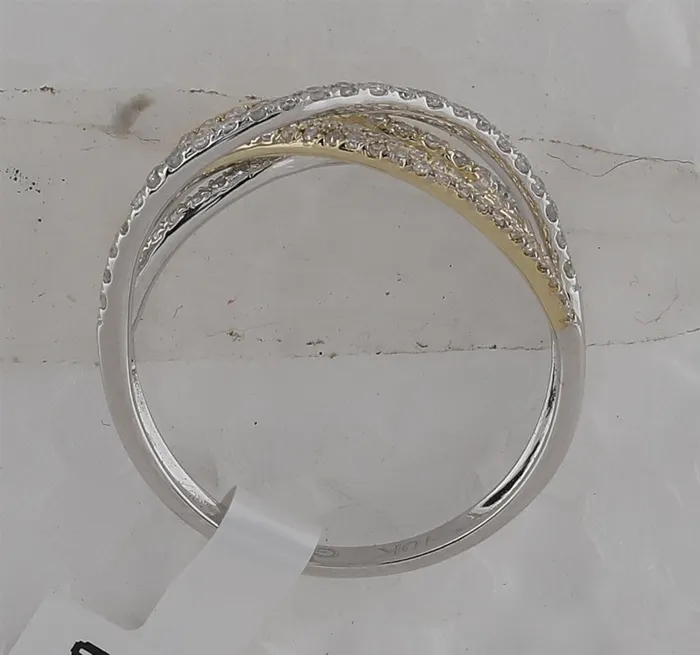 10k Twotone Gold Round Diamond Crossover Band Ring 12 Cttw gndatlanta Rings