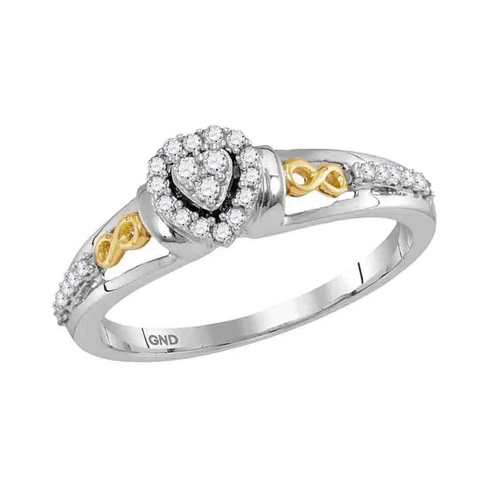 10k Twotone Gold Round Diamond Heart Promise Ring 16 Cttw gndatlanta Rings 10k Twotone Gold Round Diamond Heart Promise Ring 16 Cttw gndatlanta Rings