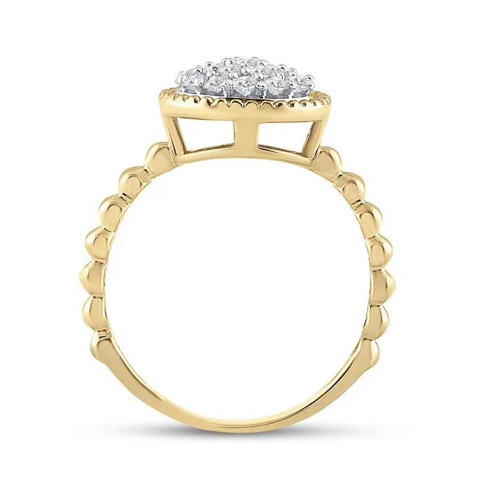 10k Yellow Gold Round Diamond Beaded Circle Cluster Ring 38 Cttw gndatlanta Rings