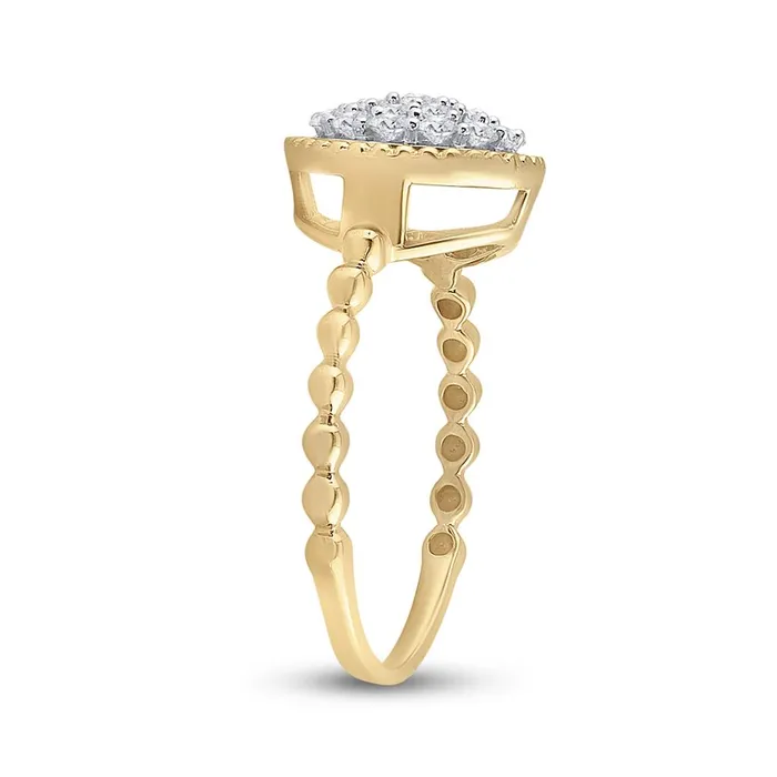 10k Yellow Gold Round Diamond Beaded Circle Cluster Ring 38 Cttw gndatlanta Rings