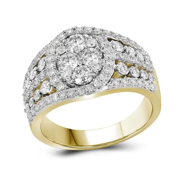 10k Yellow Gold Round Diamond Cluster Ring 158 Cttw gndatlanta Rings 10k Yellow Gold Round Diamond Cluster Ring 158 Cttw gndatlanta Rings