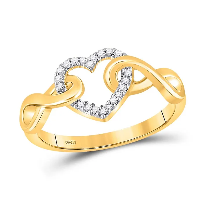 10k Yellow Gold Round Diamond Infinity Twist Heart Ring 110 Cttw gndatlanta Rings