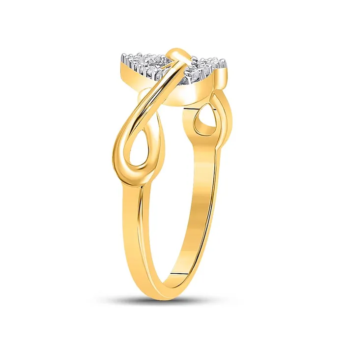 10k Yellow Gold Round Diamond Infinity Twist Heart Ring 110 Cttw gndatlanta Rings