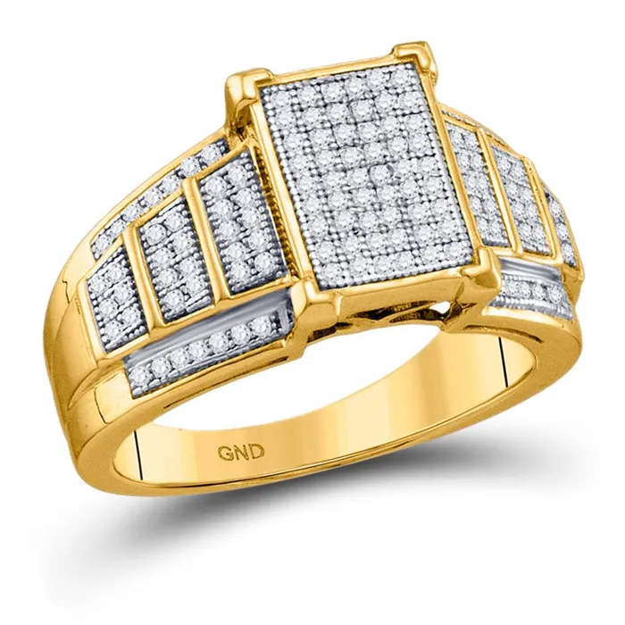 10k Yellow Gold Round Diamond Rectangle Cluster Ring 13 Cttw gndatlanta Rings 10k Yellow Gold Round Diamond Rectangle Cluster Ring 13 Cttw gndatlanta Rings