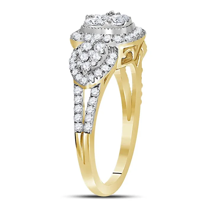 10k Yellow Gold Round Diamond Square Cluster Ring 114 Cttw gndatlanta Rings