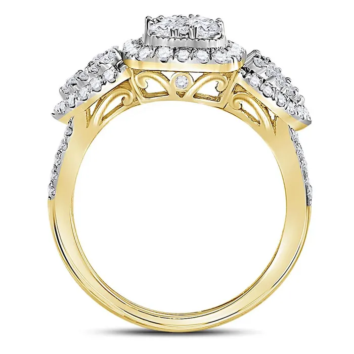 10k Yellow Gold Round Diamond Square Cluster Ring 114 Cttw gndatlanta Rings