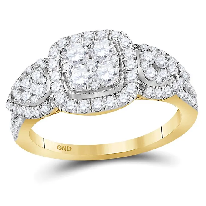 10k Yellow Gold Round Diamond Square Cluster Ring 114 Cttw gndatlanta Rings