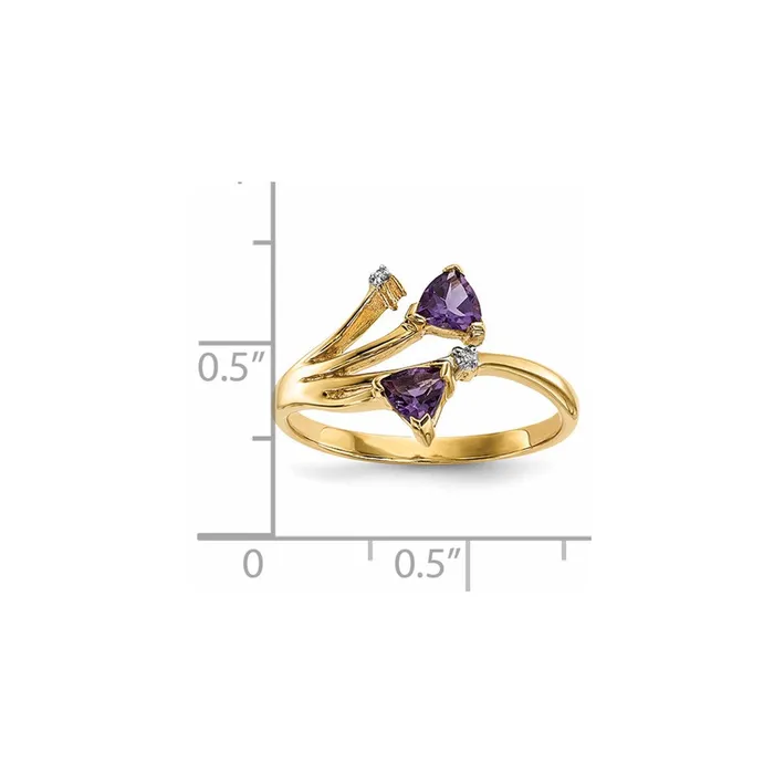14K Gold w Real Diamond u0026 Amethyst Polished Ring Goldia Rings