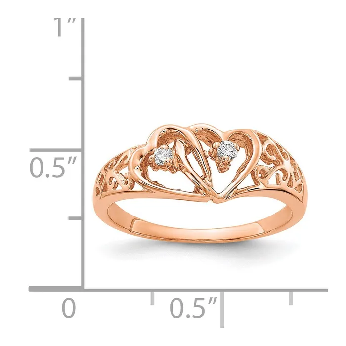 14k Rose Gold AA Real Diamond heart ring Goldiacom Rings