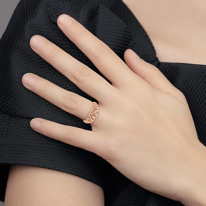 14k Rose Gold AA Real Diamond heart ring Goldiacom Rings