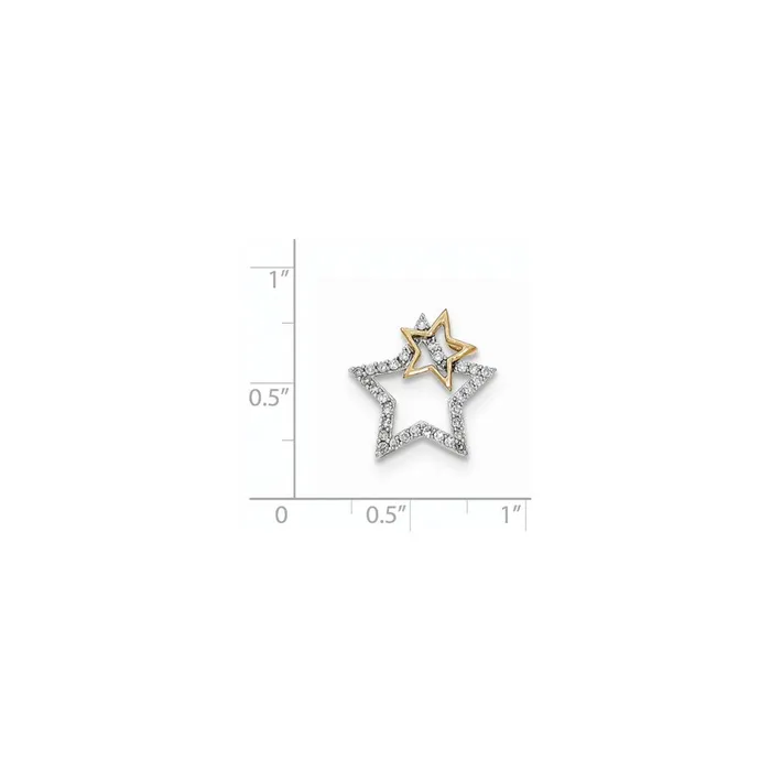 14k TwoTone Gold Real Diamond Two Stars Chain Slide Goldia Rings