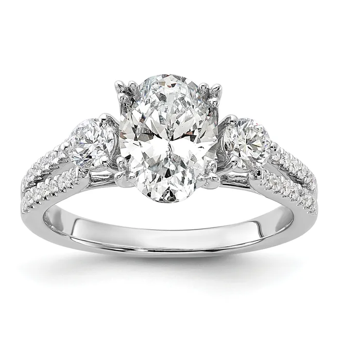 14k White Gold 12 Ct Lab Grown Diamond VSSI G 1 12 Ct Center Oval Engagement Ring Goldia Rings