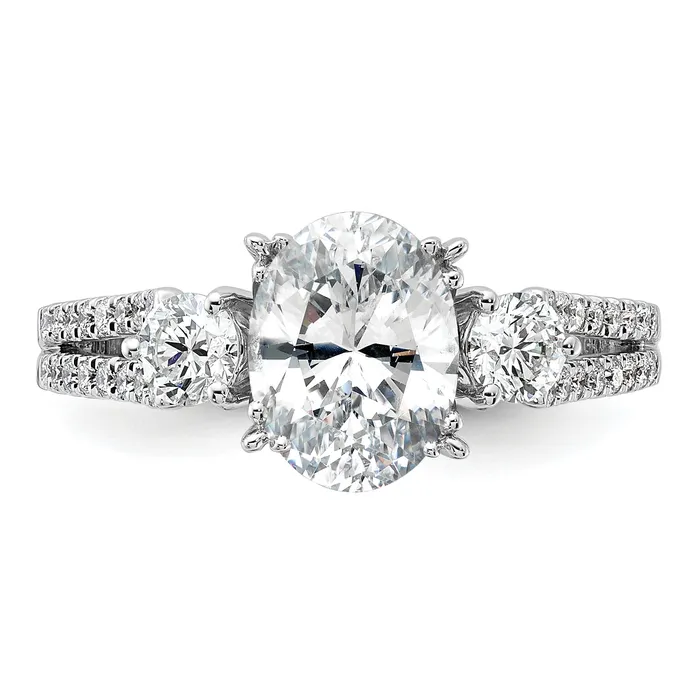 14k White Gold 12 Ct Lab Grown Diamond VSSI G 1 12 Ct Center Oval Engagement Ring Goldia Rings