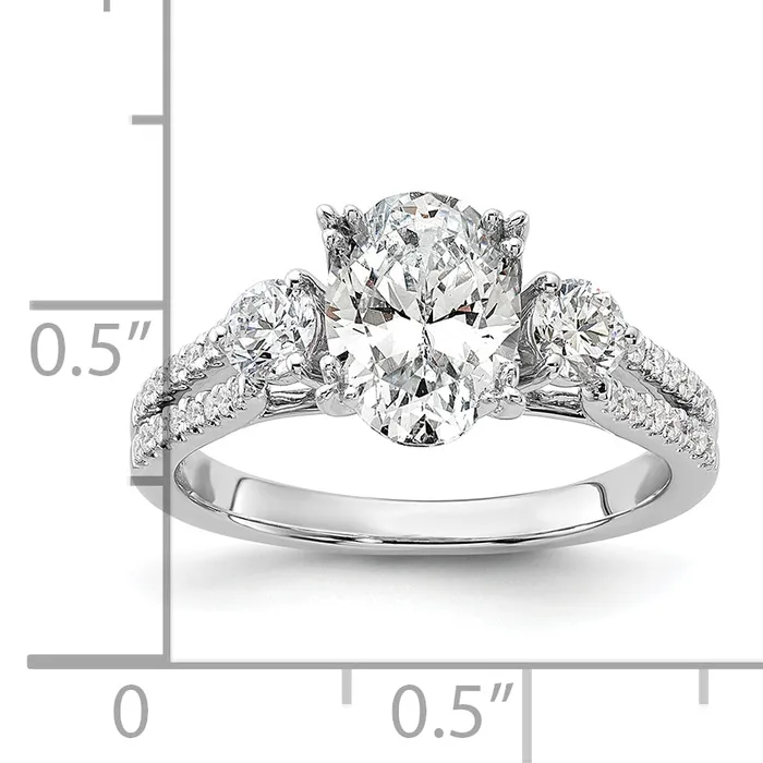 14k White Gold 12 Ct Lab Grown Diamond VSSI G 1 12 Ct Center Oval Engagement Ring Goldia Rings