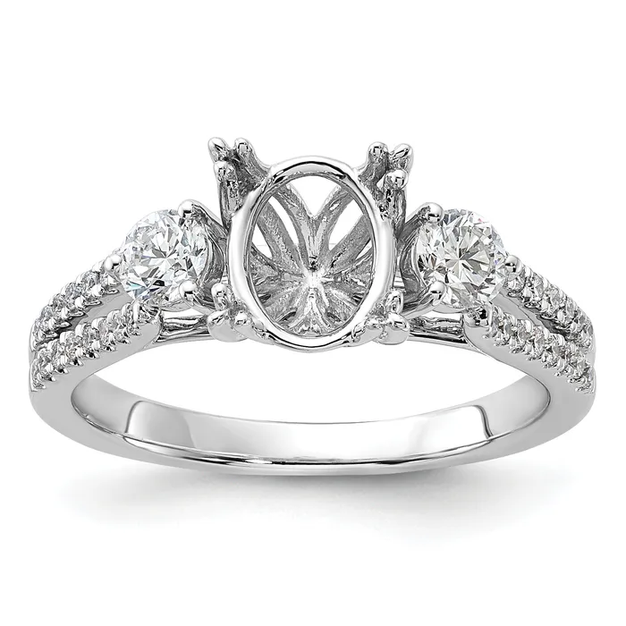 14k White Gold 12 Ct Lab Grown Diamond VSSI G 1 12 Ct Center Oval Engagement Ring Goldia Rings