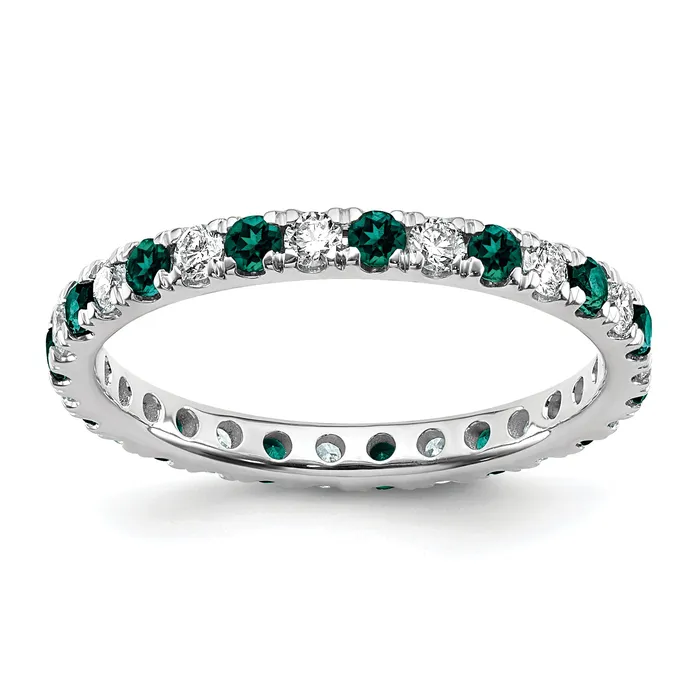 14k White Gold 12 Ct Lab Grown Diamond VSSI G and Lab Created Alexandrite Eternity Band Ring Goldia Rings