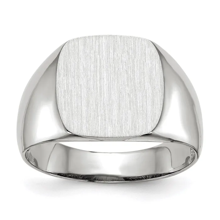14k White Gold 125x125mm Open Back Signet Ring Goldia Rings