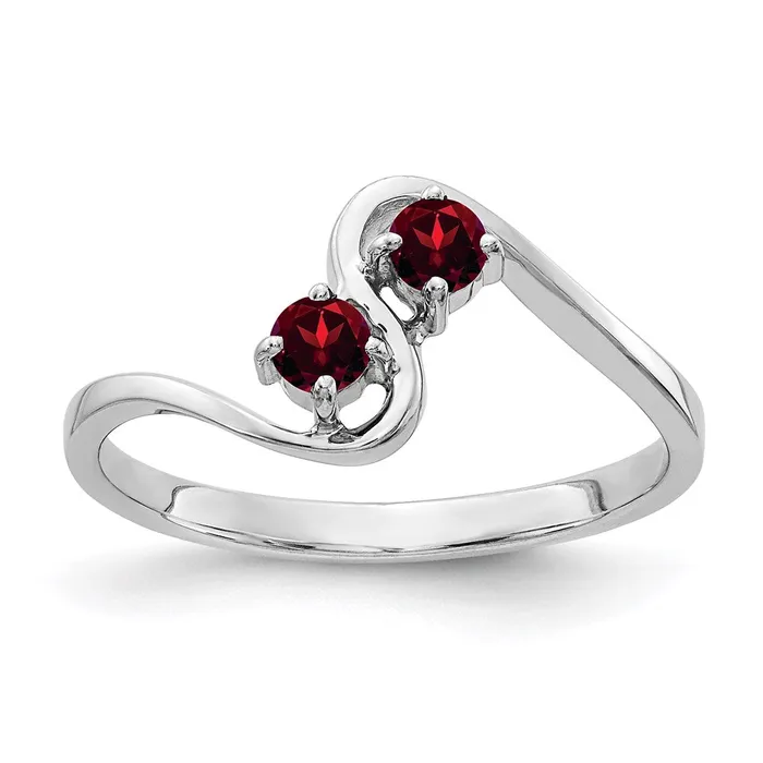 14k White Gold 3mm Garnet ring Goldia Rings