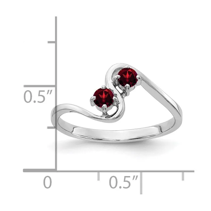 14k White Gold 3mm Garnet ring Goldia Rings