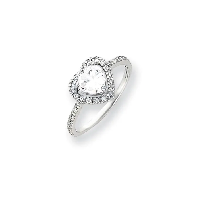 14k White Gold 6mm Heart Cubic Zirconia VS Real Diamond ring Goldiacom Rings 14k White Gold 6mm Heart Cubic Zirconia VS Real Diamond ring Goldiacom Rings