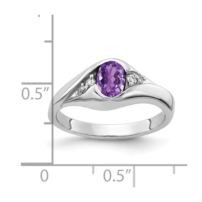14k White Gold 6x4mm Oval Amethyst Checker VS Real Diamond ring goldiaca Rings 14k White Gold 6x4mm Oval Amethyst Checker VS Real Diamond ring goldiaca Rings
