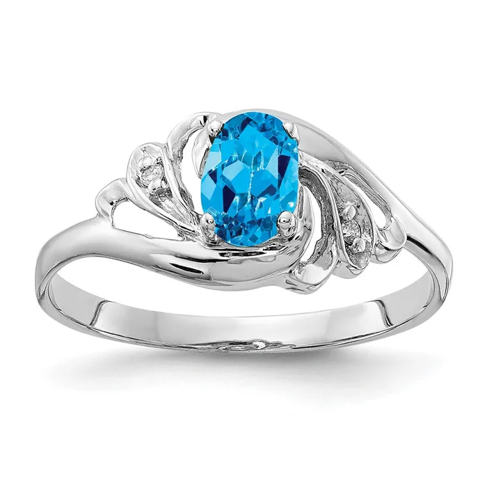 14k White Gold 6x4mm Oval Blue Topaz Checker A Real Diamond ring Goldiacom Rings 14k White Gold 6x4mm Oval Blue Topaz Checker A Real Diamond ring Goldiacom Rings