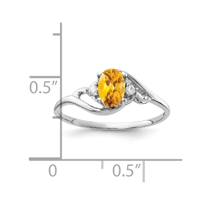 14k White Gold 6x4mm Oval Citrine A Real Diamond ring goldiaca Rings