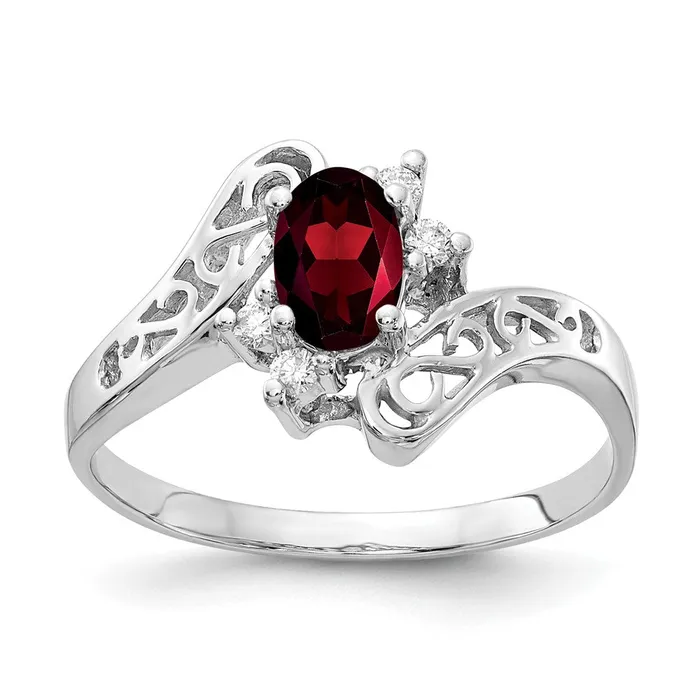 14k White Gold 6x4mm Oval Garnet Checker AAA Real Diamond ring Goldiacom Rings 14k White Gold 6x4mm Oval Garnet Checker AAA Real Diamond ring Goldiacom Rings