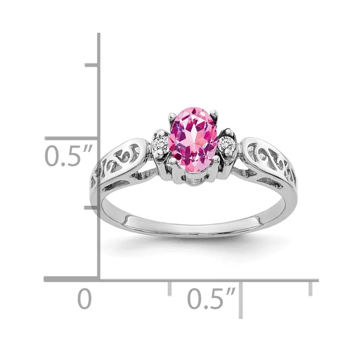 14k White Gold 6x4mm Oval Pink Sapphire VS Real Diamond ring Goldiacom Rings