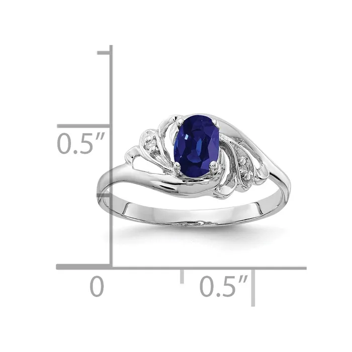 14k White Gold 6x4mm Oval Sapphire AA Real Diamond ring Goldiacom Rings