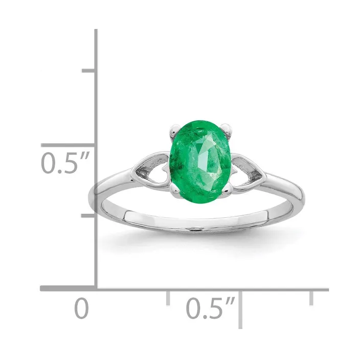 14k White Gold 7x5mm Oval Emerald ring Goldia Rings