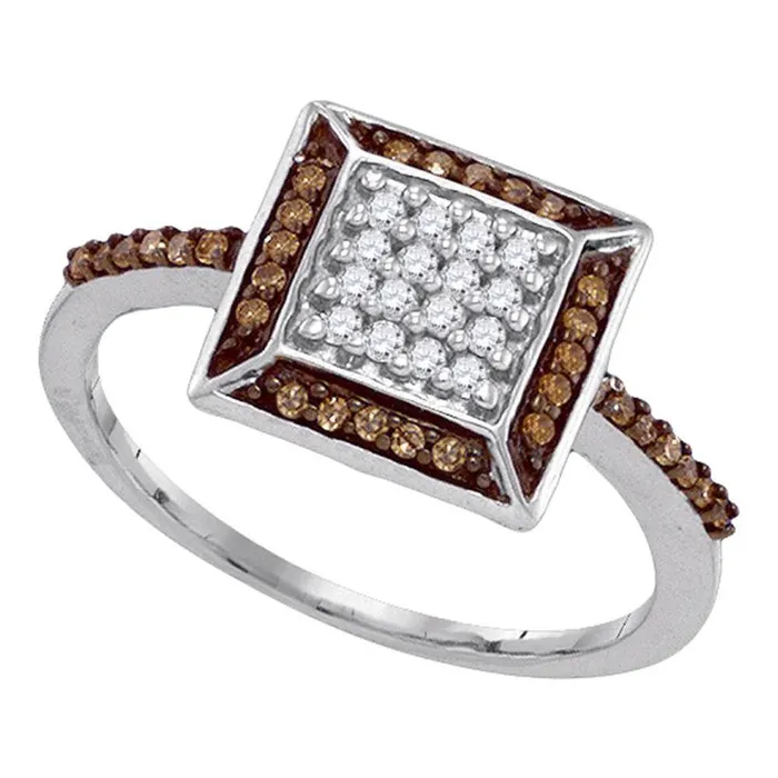 14k White Gold Brown Diamond Square Frame Cluster Ring 14 Cttw gndatlanta Rings 14k White Gold Brown Diamond Square Frame Cluster Ring 14 Cttw gndatlanta Rings