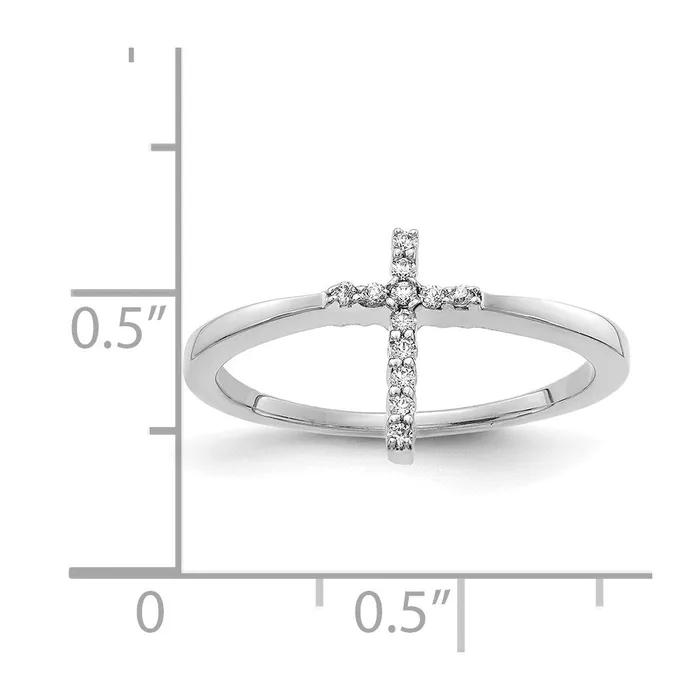 14k White Gold Real Diamond Cross Ring Goldia Rings
