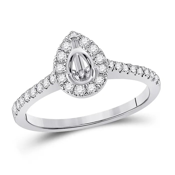 14k White Gold Round Diamond 12 Ct Pear Center Bridal SemiMount Ring 13 Ctw gndatlanta Rings 14k White Gold Round Diamond 12 Ct Pear Center Bridal SemiMount Ring 13 Ctw gndatlanta Rings