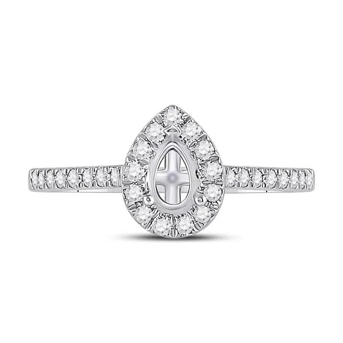14k White Gold Round Diamond 12 Ct Pear Center Bridal SemiMount Ring 13 Ctw gndatlanta Rings