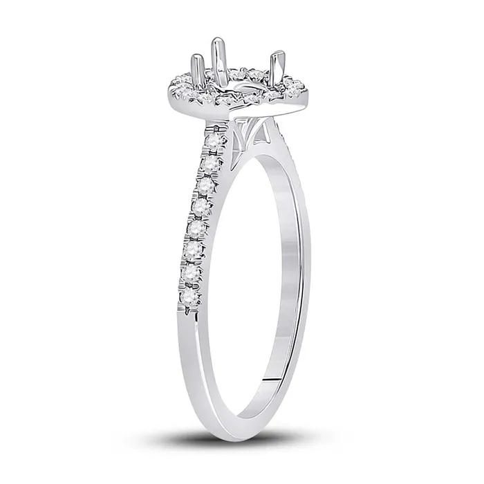 14k White Gold Round Diamond 12 Ct Pear Center Bridal SemiMount Ring 13 Ctw gndatlanta Rings