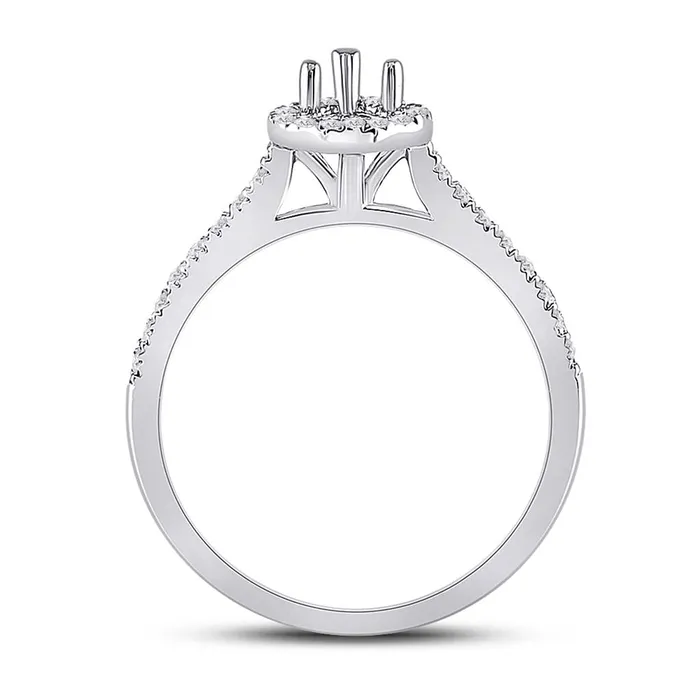 14k White Gold Round Diamond 12 Ct Pear Center Bridal SemiMount Ring 13 Ctw gndatlanta Rings