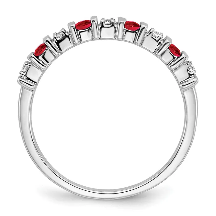 14k White Gold Ruby and Real Diamond Band Goldia Rings