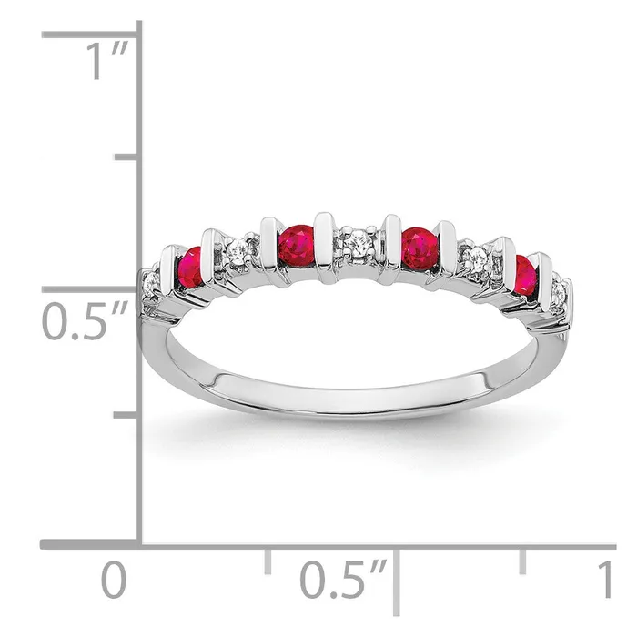 14k White Gold Ruby and Real Diamond Band Goldia Rings