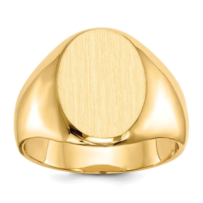 14K Yellow Gold 160x115mm Closed Back Mens Signet Ring Goldia Rings