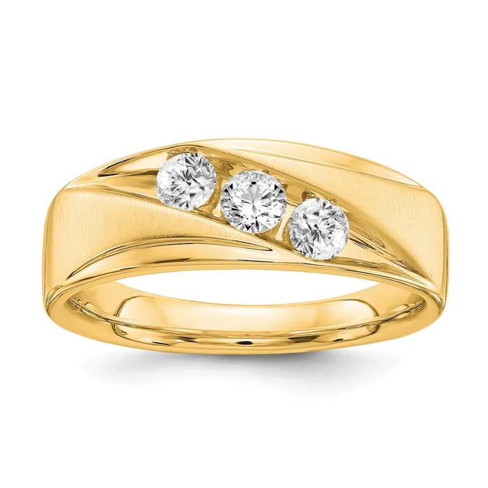 14k Yellow Gold 58 Ct Lab Grown Diamond VSSI G Three Stone Mens Ring Goldia Rings 14k Yellow Gold 58 Ct Lab Grown Diamond VSSI G Three Stone Mens Ring Goldia Rings