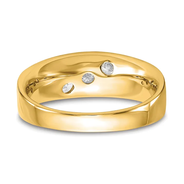 14k Yellow Gold 58 Ct Lab Grown Diamond VSSI G Three Stone Mens Ring Goldia Rings