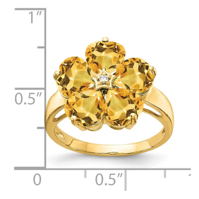 14K Yellow Gold 6mm Heart Citrine A Real Diamond ring Goldia Rings