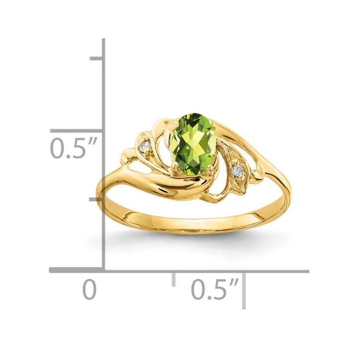 14K Yellow Gold 6x4mm Oval Peridot A Real Diamond ring Goldia Rings