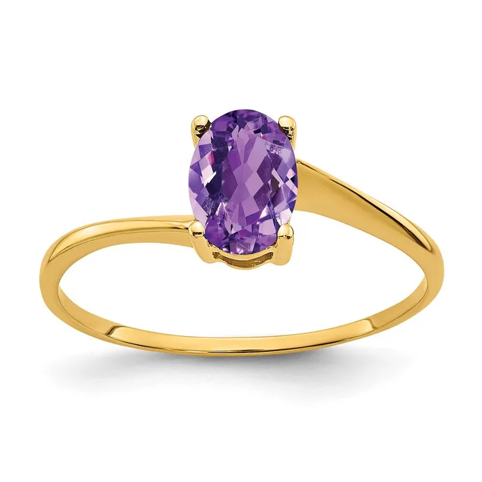 14K Yellow Gold 7x5mm Oval Amethyst ring Goldia Rings